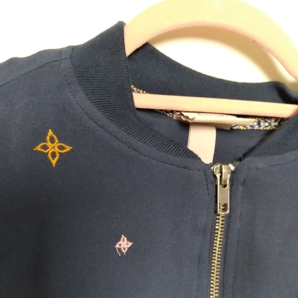 Knox Rose Lightweight Blue and Pink Embroidered Bomber Jacket Size Small - Picture 8 of 12